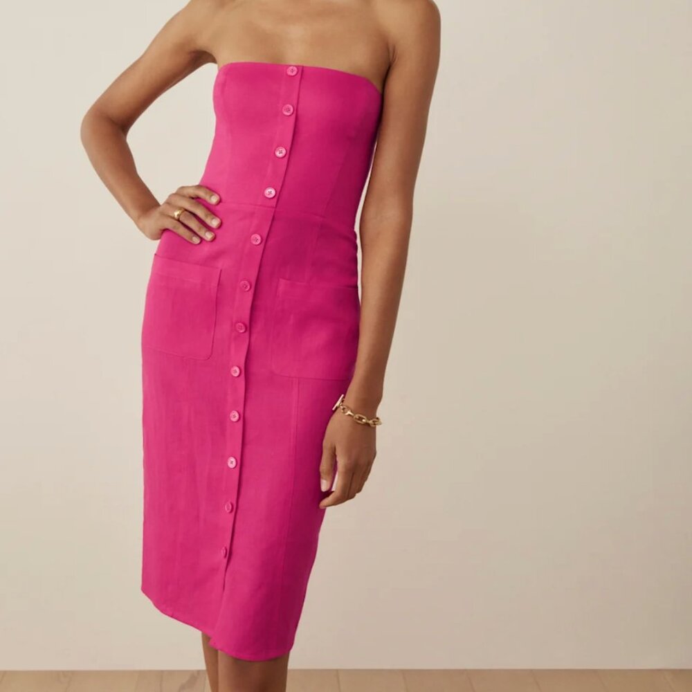 Reformation Strapless Prescott Linen Dress - Size 4